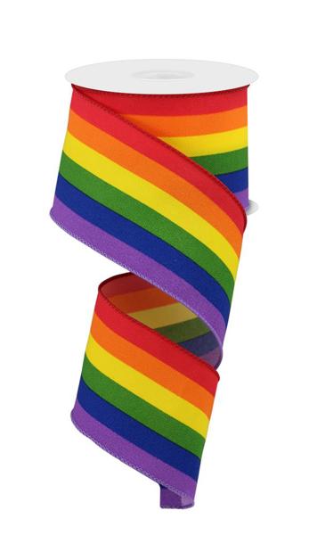 2.5" Vertical Stripe Ribbon: Rainbow (10 Yards)