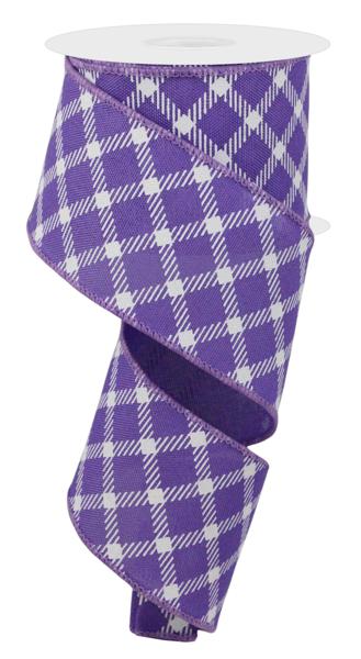 2.5" Diamond Check/Faux Royal Burlap Ribbon (10 Yards)
