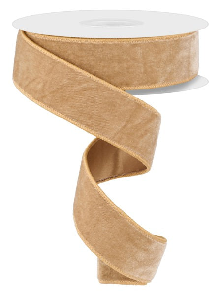 Deluxe Velvet/Satin Backing Ribbon: Taupe & Champagne (10 Yards)