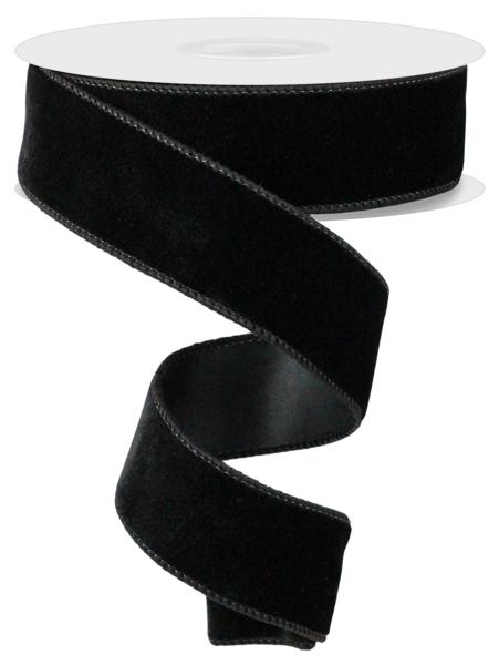Deluxe Velvet/Satin Backing Ribbon: Black (10 Yards)