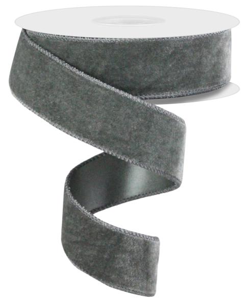 Deluxe Velvet/Satin Backing Ribbon: Dark Grey (10 Yards)
