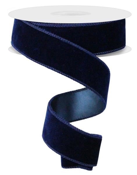 Deluxe Velvet/Satin Backing Ribbon: Navy Blue (10 Yards)