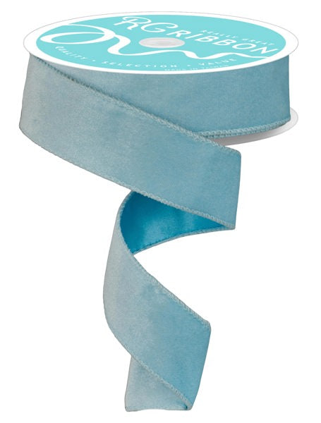 Ice Blue Deluxe Velvet/Satin Backing Ribbon - 10 Yards