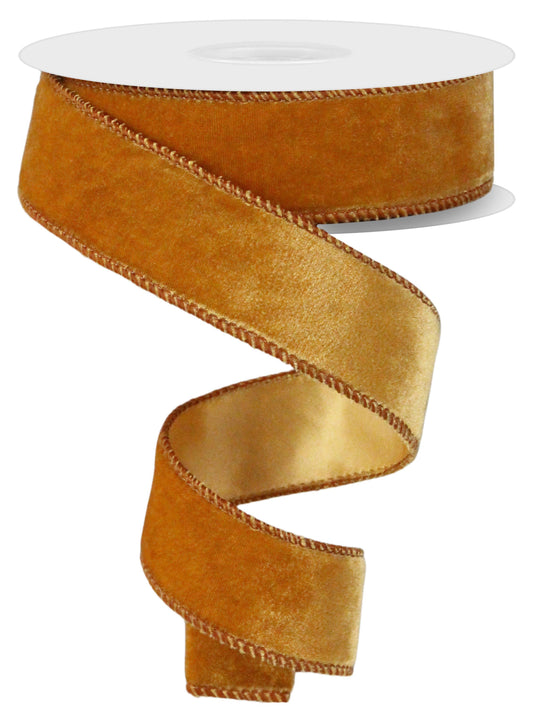 Deluxe Velvet Satin Backing Ribbon: Antique Gold (10 Yards)