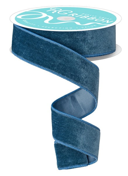 Deluxe Velvet/Satin Backing Ribbon: Smoke Blue (10 Yards)