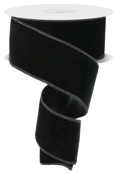 Deluxe Velvet/Satin Backing Ribbon: Black (10 Yards)