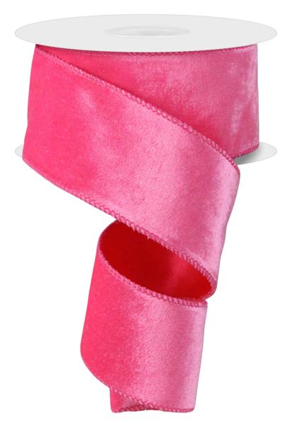 Hot Pink Deluxe Velvet/Satin Backing Ribbon - 10 Yards