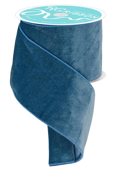 Deluxe Velvet/Satin Backing Ribbon: Smoke Blue (10 Yards)