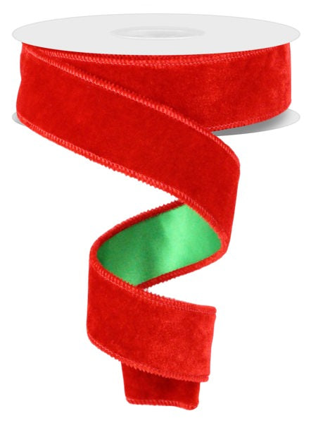 Deluxe Velvet/Satin Backing Ribbon: Red & Green (10 Yards)