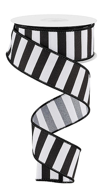 1.5" x 10yds Horizontal Stripe Blk/Wht