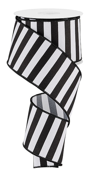 2.5" x 10yds Horizontal Stripe Blk/Wht