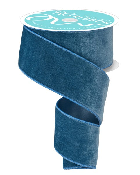 Deluxe Velvet/Satin Backing Ribbon: Smoke Blue (10 Yards)