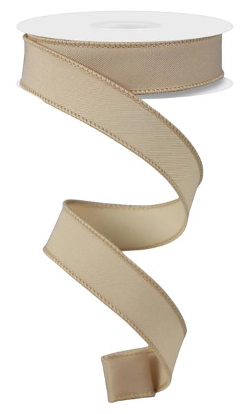 Diagonal Weave Fabric Ribbon: Light Beige (10 Yards)