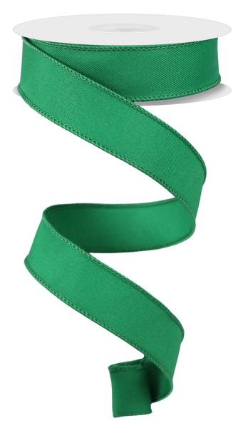 Diagonal Weave Fabric Ribbon: Emerald Green (10 Yards)