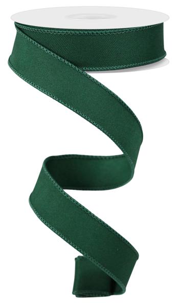 Diagonal Weave Fabric Ribbon: Hunter Green (10 Yards)