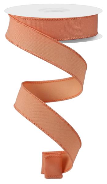 Diagonal Weave Fabric Ribbon: Peach (10 Yards)