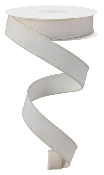 Diagonal Weave Fabric Ribbon: Ivory (10 Yards)