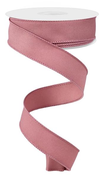 Diagonal Weave Fabric Ribbon: Dusty Rose (10 Yards)