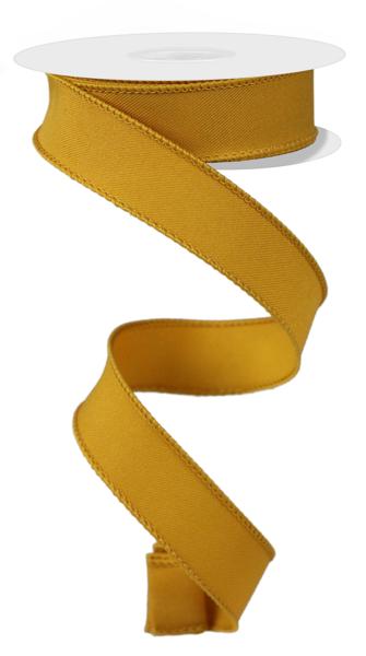 Dark Yellow Diagonal Weave Fabric Ribbon - 10 Yards