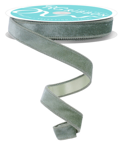 Sage Green Deluxe Velvet/Satin Backing Ribbon - 10 Yards