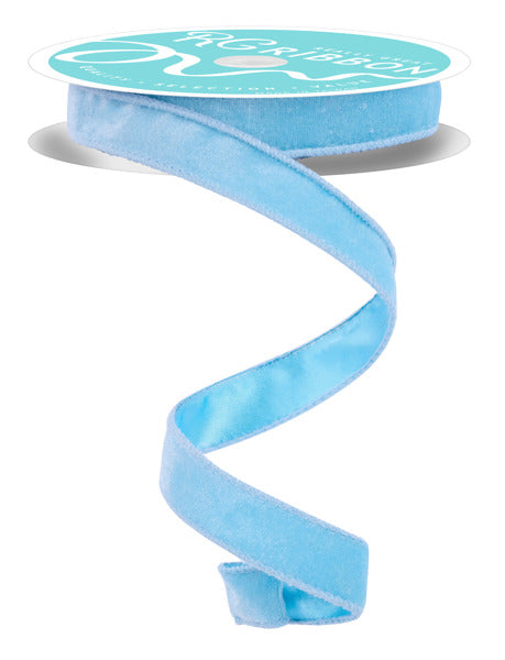 Ice Blue Deluxe Velvet/Satin Backing Ribbon - 10 Yards