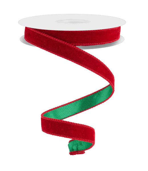 Deluxe Velvet/Satin Backing Ribbon: Red & Green (10 Yards)