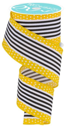 2.5" Vertical Stripe & Polka Dot Ribbon (10 Yards)