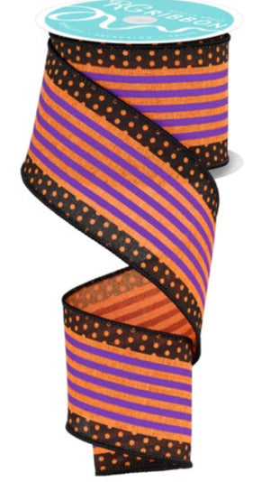 2.5" Vertical Stripe & Polka Dot Ribbon (10 Yards)