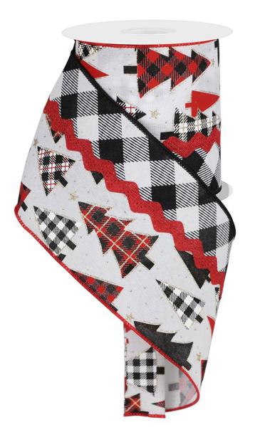 4" 3-In-1 Plaid Trees/Check Ribbon (10 Yards)