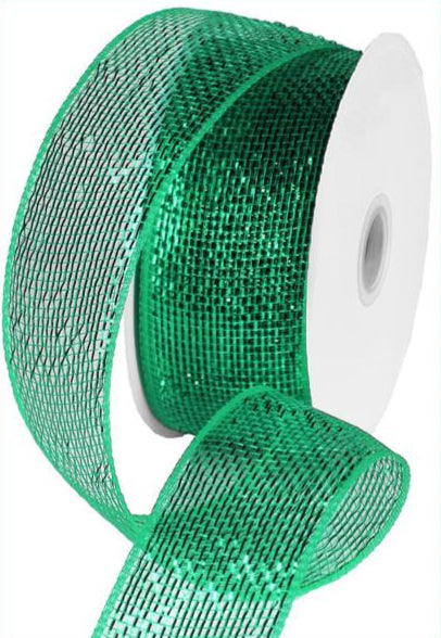 2.5" Metallic Mesh Ribbon: Emerald Green (25 Yards)