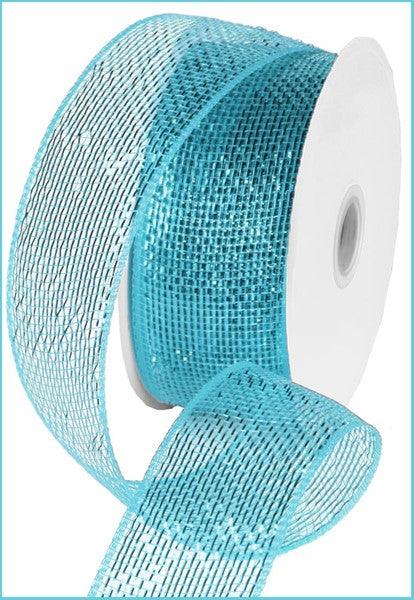 2.5" Metallic Mesh Ribbon: Turquoise (25 Yards)