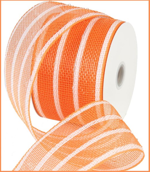 Deluxe Film Stripe Mesh Ribbon: Orange, White (25 Yards)