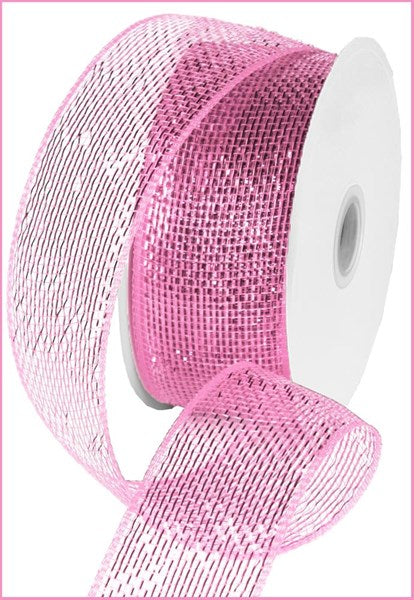 2.5" Metallic Mesh Ribbon: Pink (25 Yards)