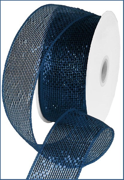 2.5" Metallic Mesh: Navy w/Royal Blue Foil (25 Yards)
