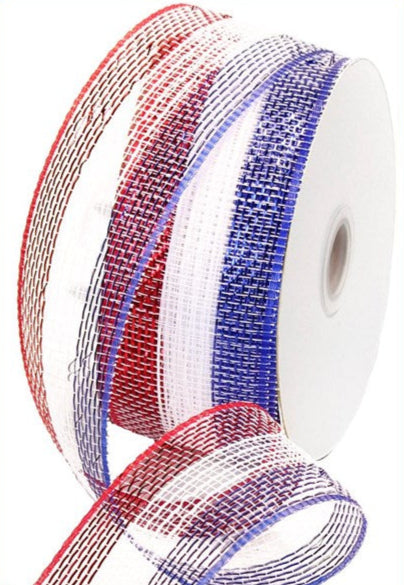 2.5" Stripe Mesh: Red, White, & Blue (25 Yards)