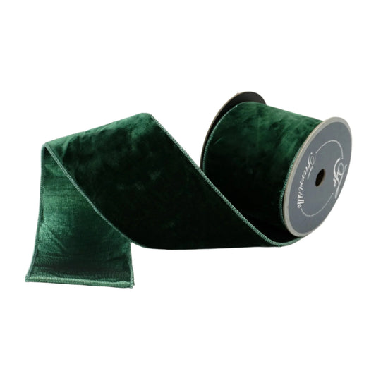Farrisilk 4"x 10yds Velvet Luster Ribbon Dark Pine