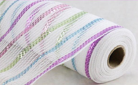 10.25" Poly/Jute Matte Mesh: White, Pink, Sage, Turquoise, & Lavender (10 Yards)