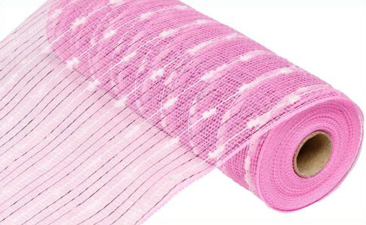 10.25" Metallic Puff Ball Mesh: Pink & White (10 Yards)