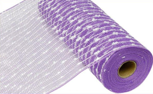 10.25" Puff Ball/Poly Mesh: Lavender & White (10 Yards)