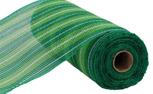 10.25" Mini Stripe Mesh: Emerald, Lime & White (10 Yards)