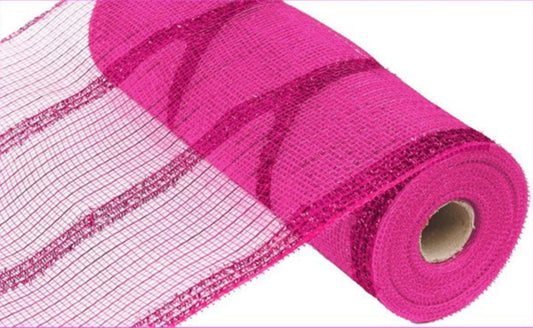 10.25"Wide Tinsel/PP/Foil Mesh: Hot Pink (10 Yards)