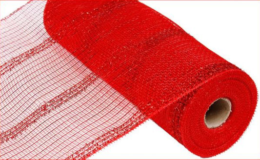 10.25" Wide Tinsel/PP/Foil Mesh - Red (10 Yards)