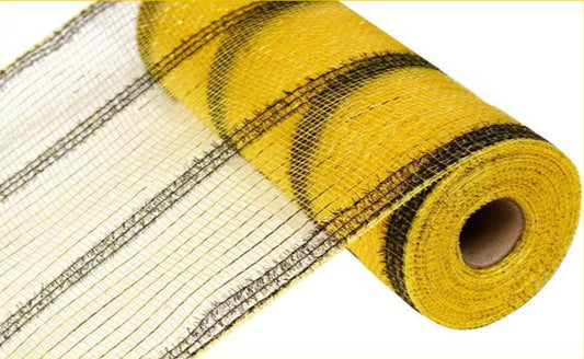10.25" Wide Tinsel/Pp/Foil Mesh: Gold & Black (10 Yards)