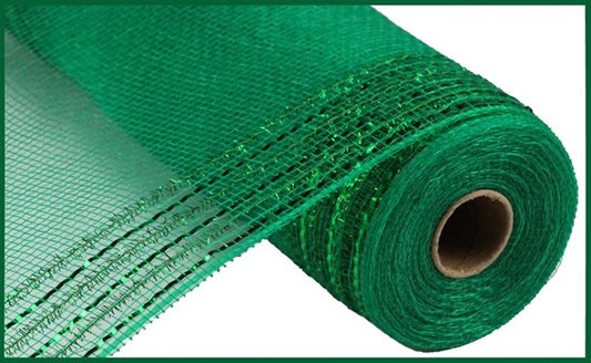 10.25" Tinsel/Foil Wide Border Mesh: Emerald Green (10 Yards)