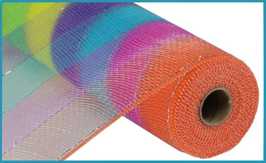 10.25" PP/Foil/Stripe Mesh: Lime, Yellow, Purple, Turquoise, Fuchsia, & Orange (10 Yards)