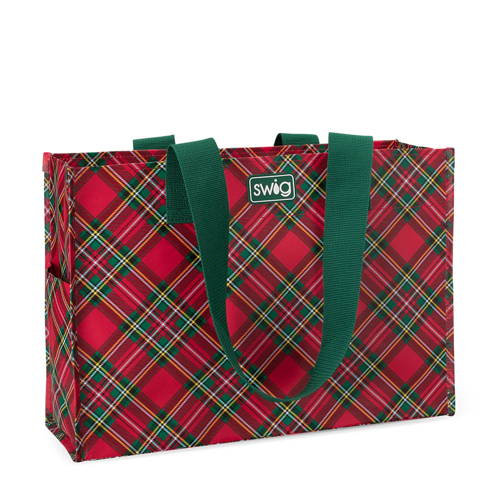 Swig Life Christmas Plaid Reusable Gift Bag (Large)