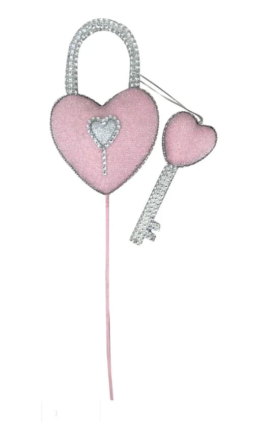 20" Bling Heart Lock & Key Spray: Pink