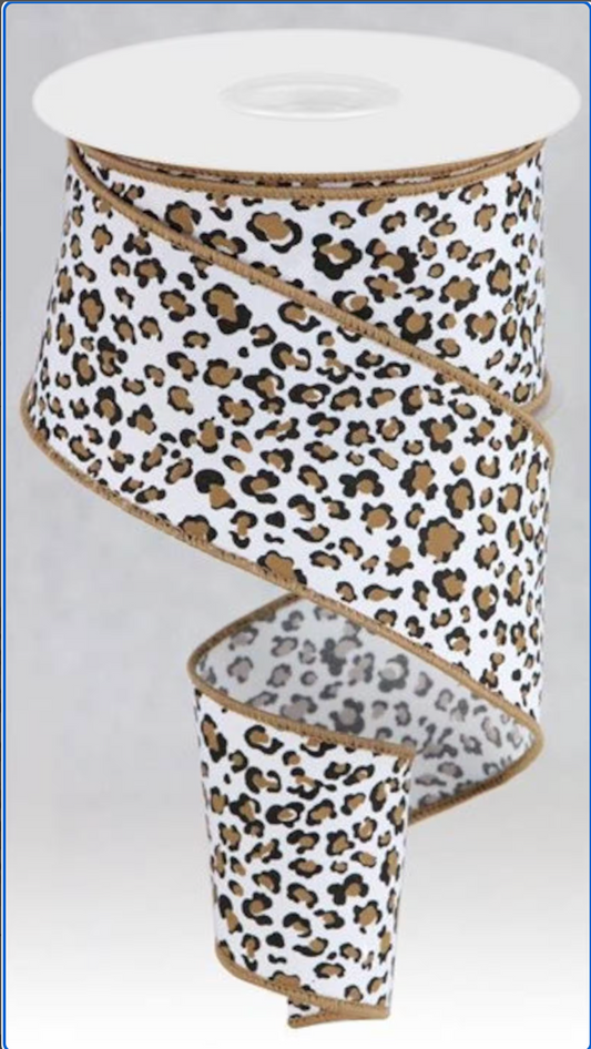 Mini Leopard Ribbon: White, Brown & Black  (10 Yards)
