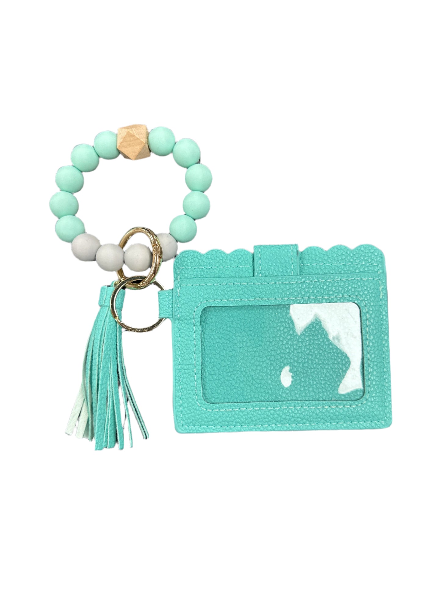 Silicone Beaded Bracelet Keyring with ID Card Wallet