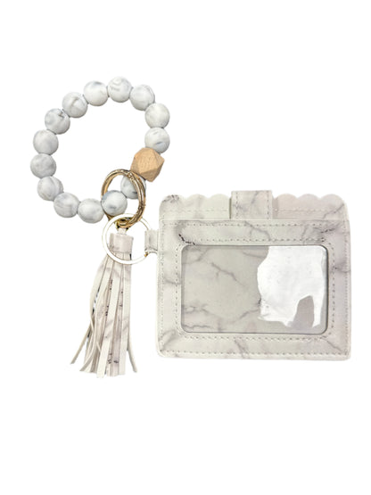 Silicone Beaded Bracelet Keyring with ID Card Wallet
